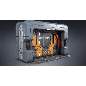 Sci-fi Gate Door Game Ready PBR model